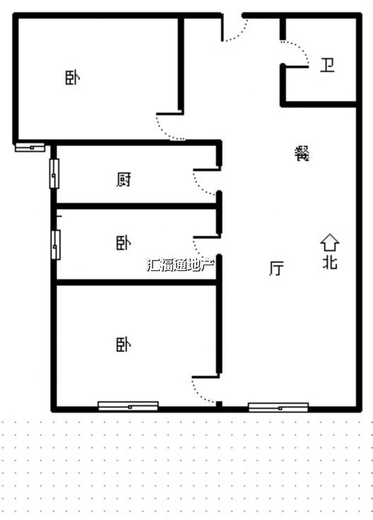 鸿坤理想湾3室2厅1卫户型图