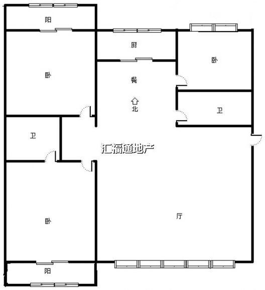 新府阳光一号院3室2厅2卫户型图