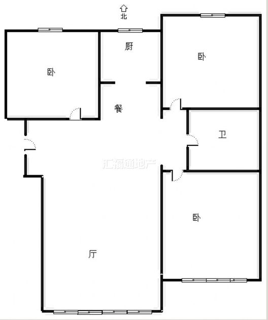 K2狮子城3室2厅1卫户型图