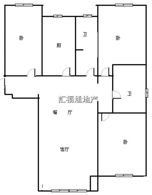 鸿坤新维港3室2厅2卫户型图