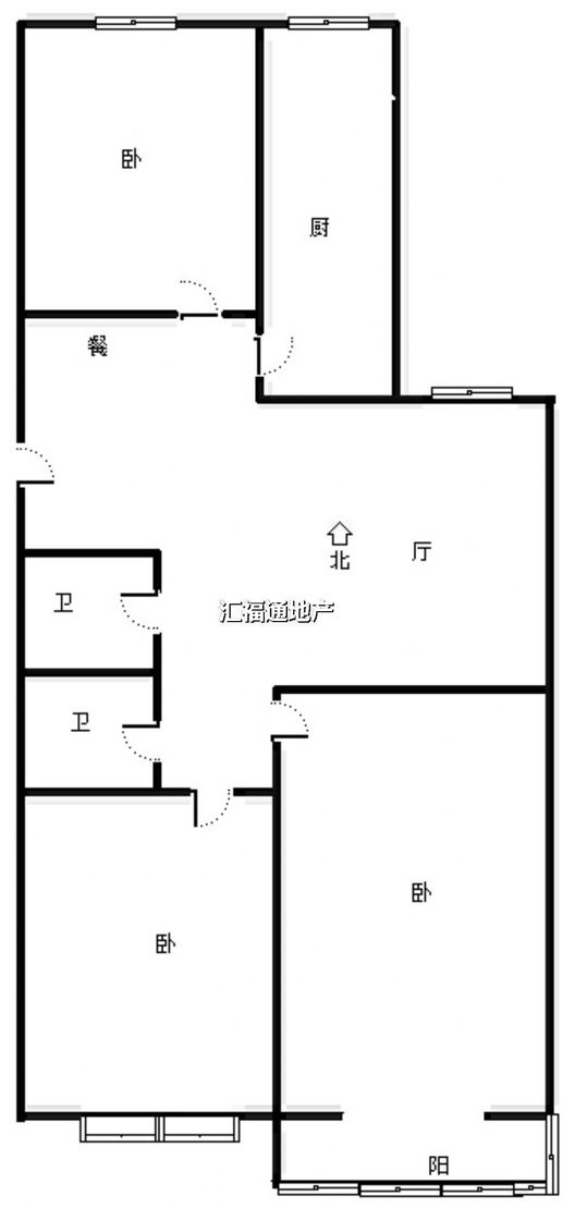 东方家属院3室2厅2卫户型图