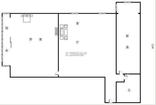 紫竹园一期（未来城）1室1厅1卫户型图