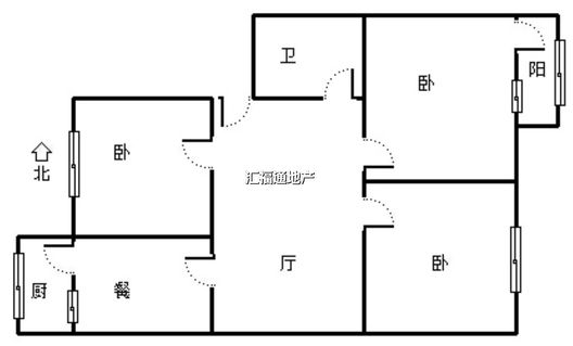 粮食局东关小区3室2厅1卫户型图