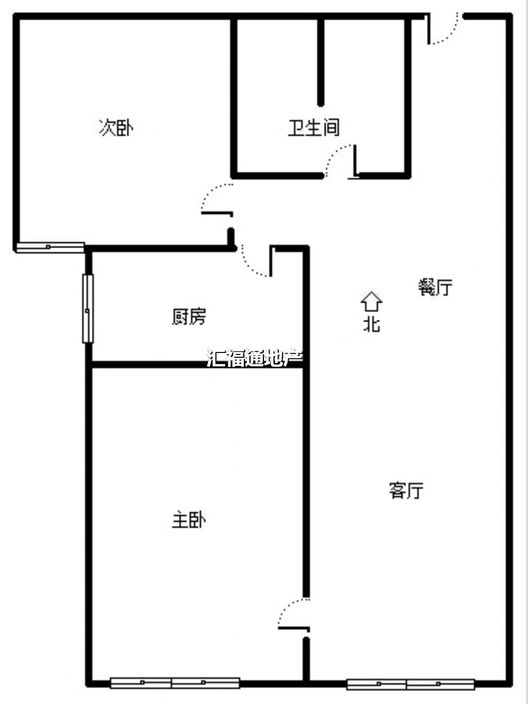 三利中和城二期西区（B区）2室1厅1卫户型图