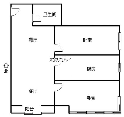 鹏渤印象城·牛津花园2室2厅1卫户型图