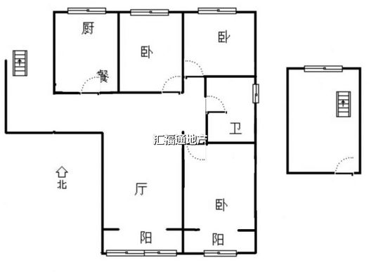 高铁新干线3室2厅1卫户型图