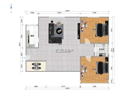 天筑逸城2室1厅1卫户型图