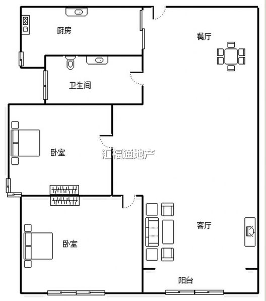 联合七号院2室2厅1卫户型图