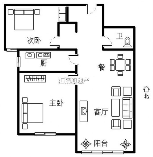 K2狮子城2室2厅1卫户型图