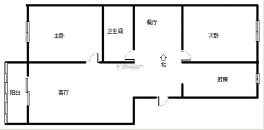 鹏润四季花园2室2厅1卫户型图