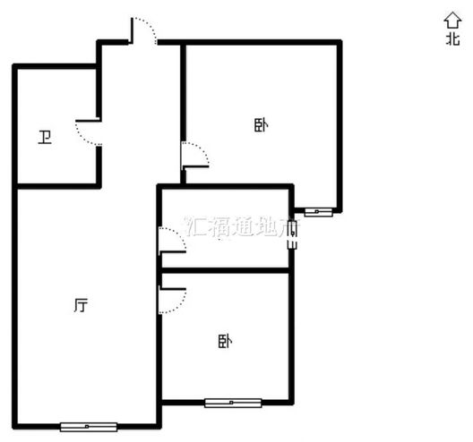 高铁新干线2室2厅1卫户型图