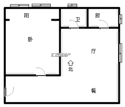 水岸花城1室1厅1卫户型图