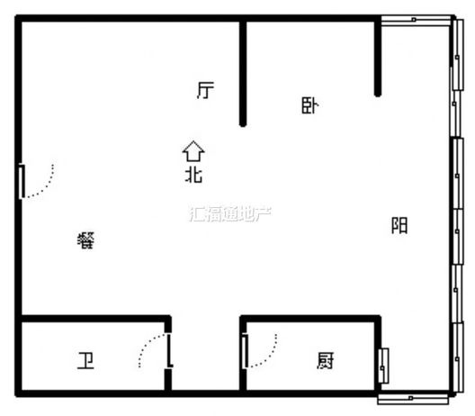 水岸花城1室1厅1卫户型图