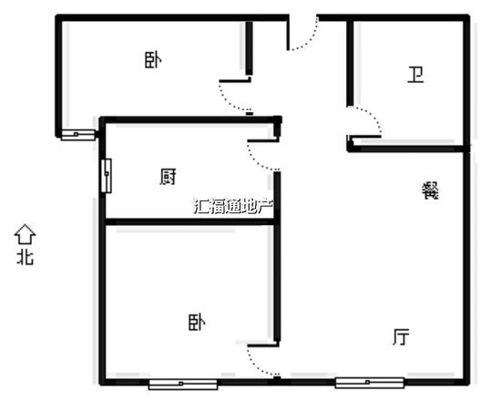 鸿坤理想湾2室2厅1卫户型图