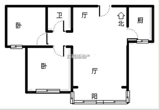 京中美居2室2厅1卫户型图