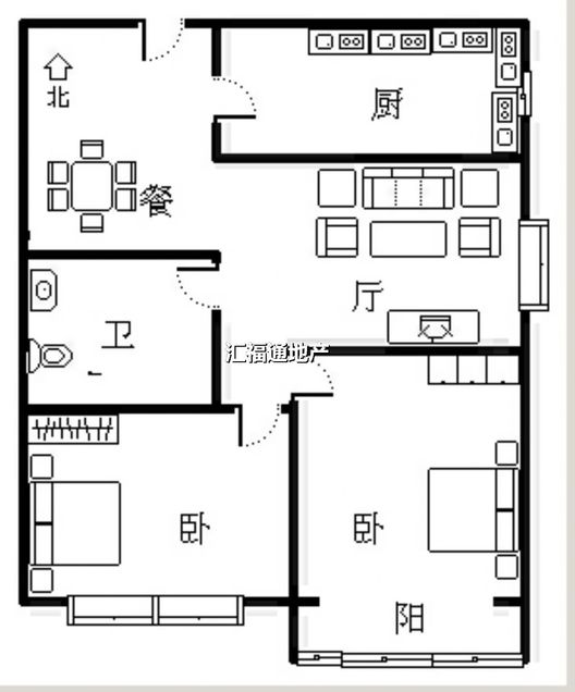 北新家园（锦绣范阳）2室1厅1卫户型图