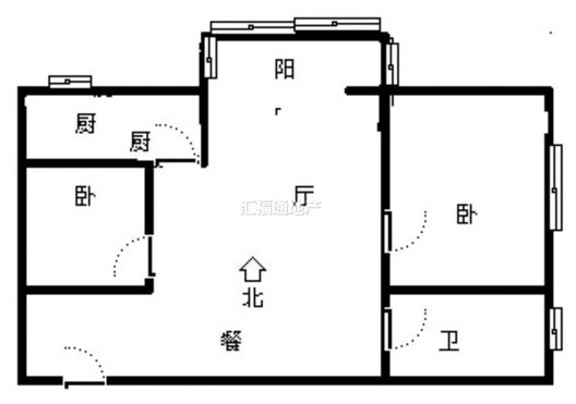 水岸花城2室1厅1卫户型图