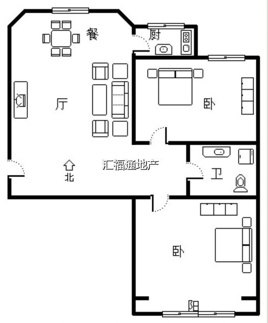 名流枫景五期2室1厅1卫户型图