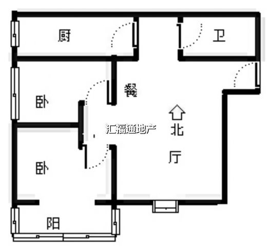 联合一号院2室2厅1卫户型图