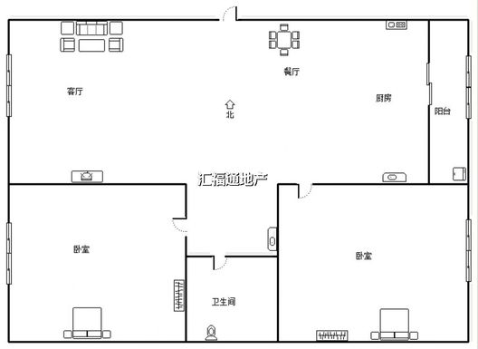 玫瑰嘉园2室2厅1卫户型图