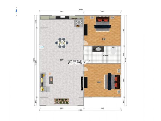 燕赵花园2室2厅1卫户型图