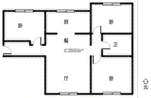 鸿坤理想湾3室2厅1卫户型图