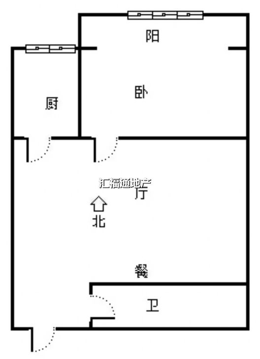 汇元上城1室2厅1卫户型图