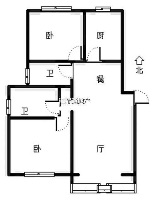 鸿盛凯旋门2室2厅2卫户型图