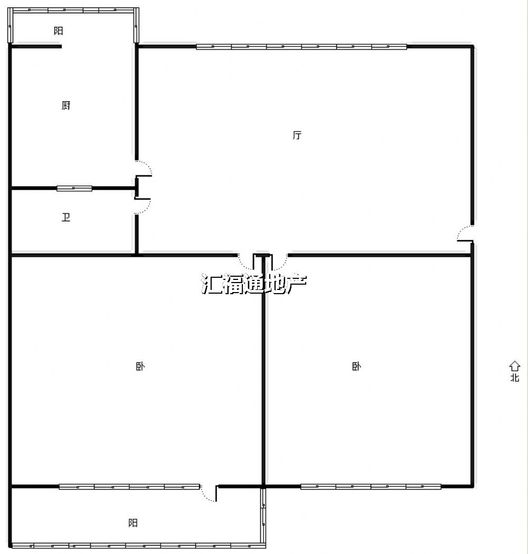 地质总局南院2室1厅1卫户型图