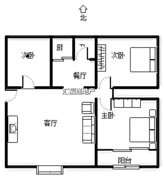 团结小区3室1厅1卫户型图