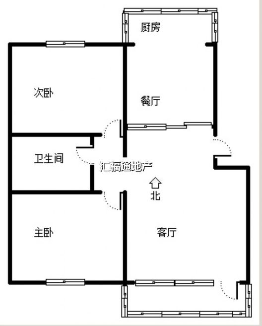 方正园2室2厅1卫户型图