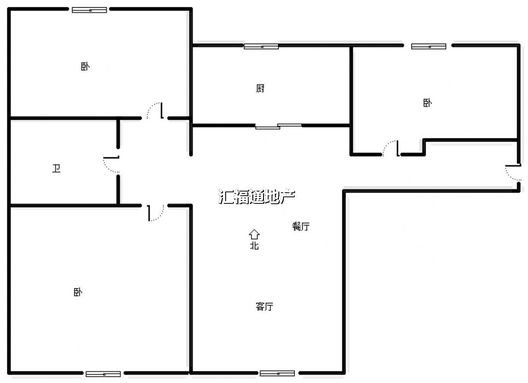 高铁新干线3室1厅1卫户型图