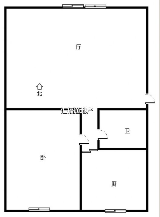 华北铝业生活小区（北院）1室1厅1卫户型图