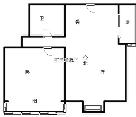 水岸花城1室1厅1卫户型图