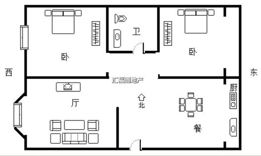 惠友康庭2室1厅1卫户型图