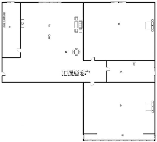 天保青花府2室1厅1卫户型图