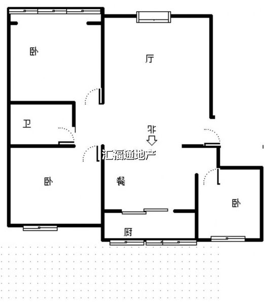 蓝天美林湾3室2厅1卫户型图
