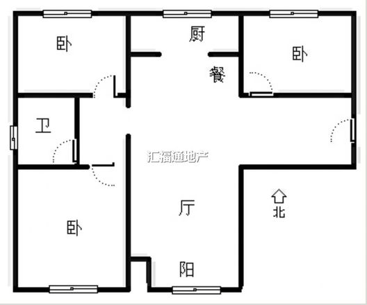 高铁新干线3室2厅1卫户型图