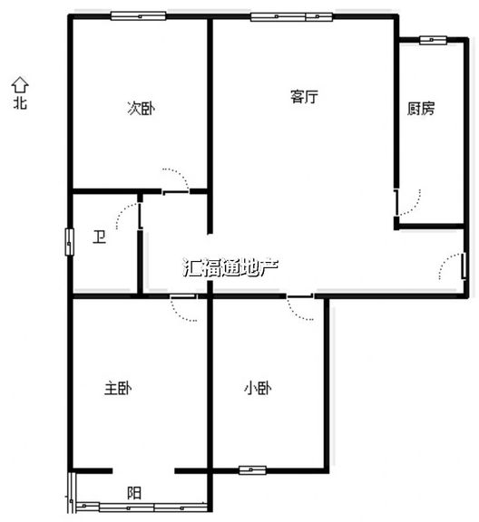 水岸花城3室1厅1卫户型图