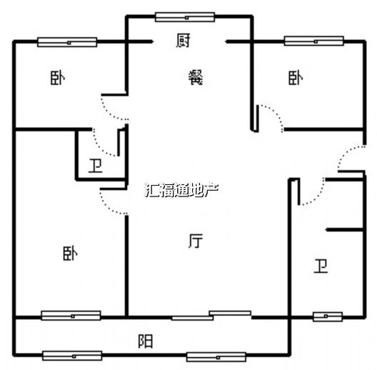 温馨小区3室2厅2卫户型图