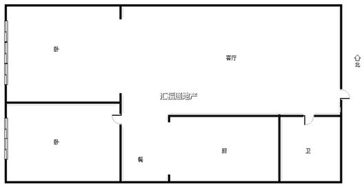 京第银座2室1厅1卫户型图