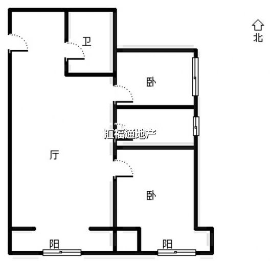 鹏渤印象城·牛津花园2室2厅1卫户型图