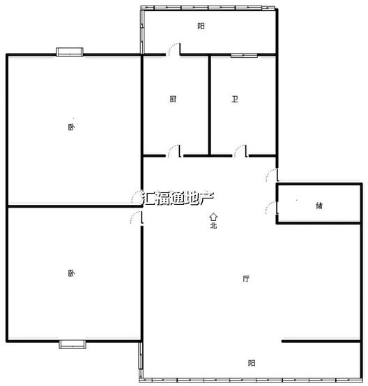 华北铝业生活小区（南院）2室1厅1卫户型图