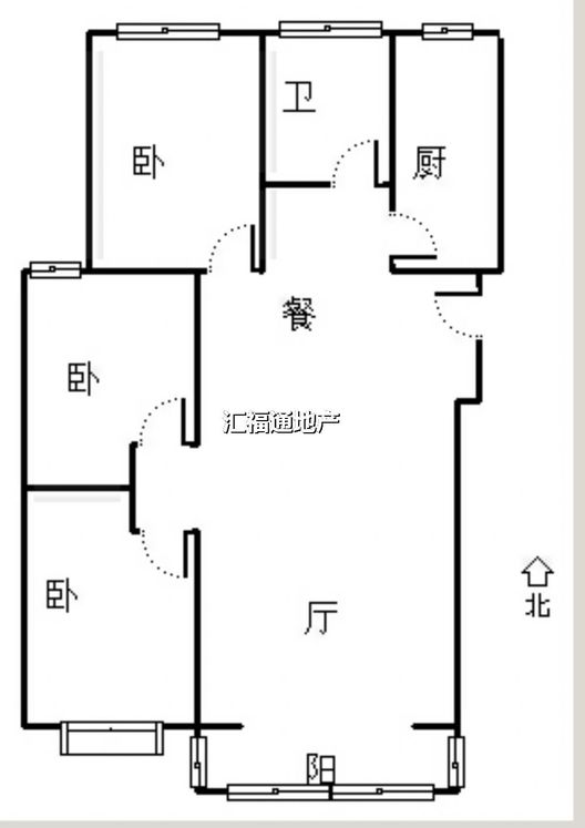 平安D区3室2厅1卫户型图
