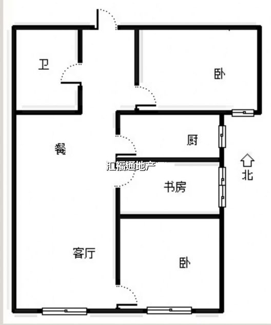 高铁新干线3室2厅1卫户型图