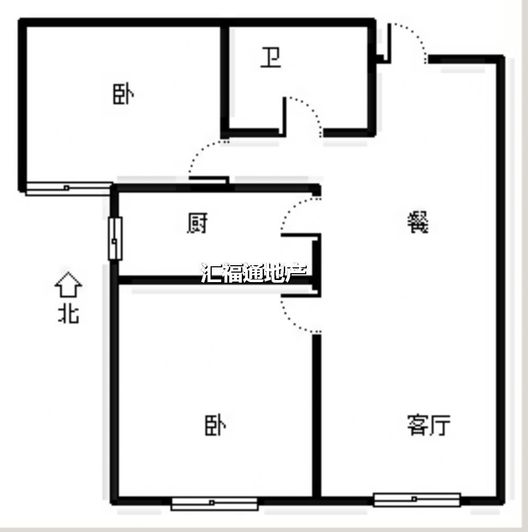 鸿坤理想湾2室1厅1卫户型图