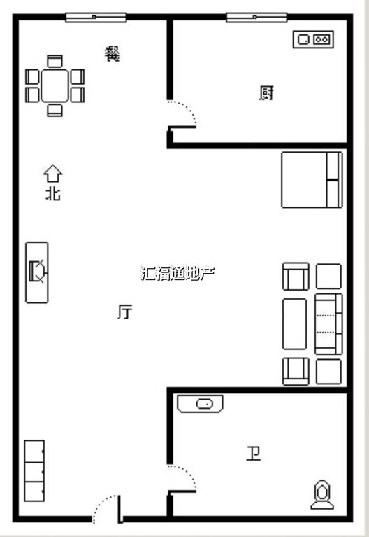 名流美域1室1厅1卫户型图