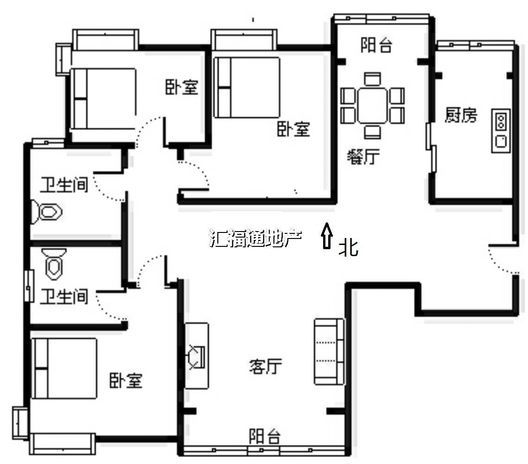 君临天下御景园3室2厅2卫户型图