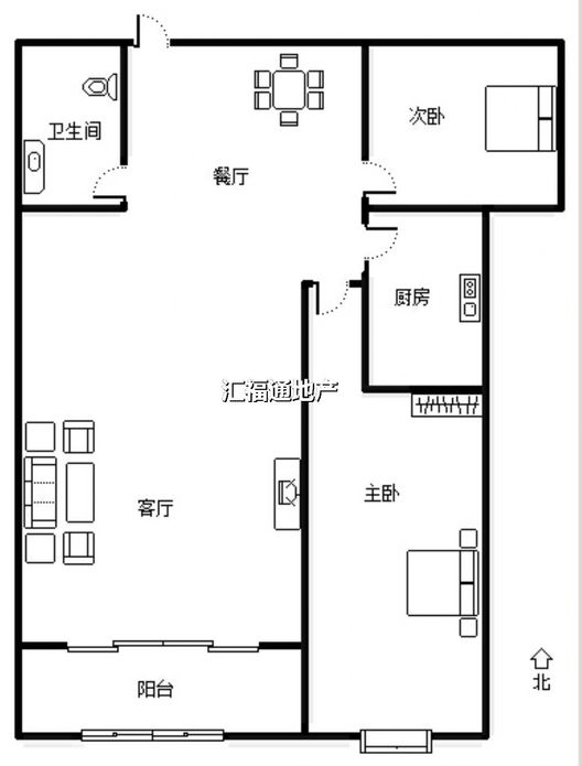 惠友万悦城2室2厅1卫户型图