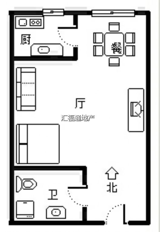 名流美域1室1厅1卫户型图